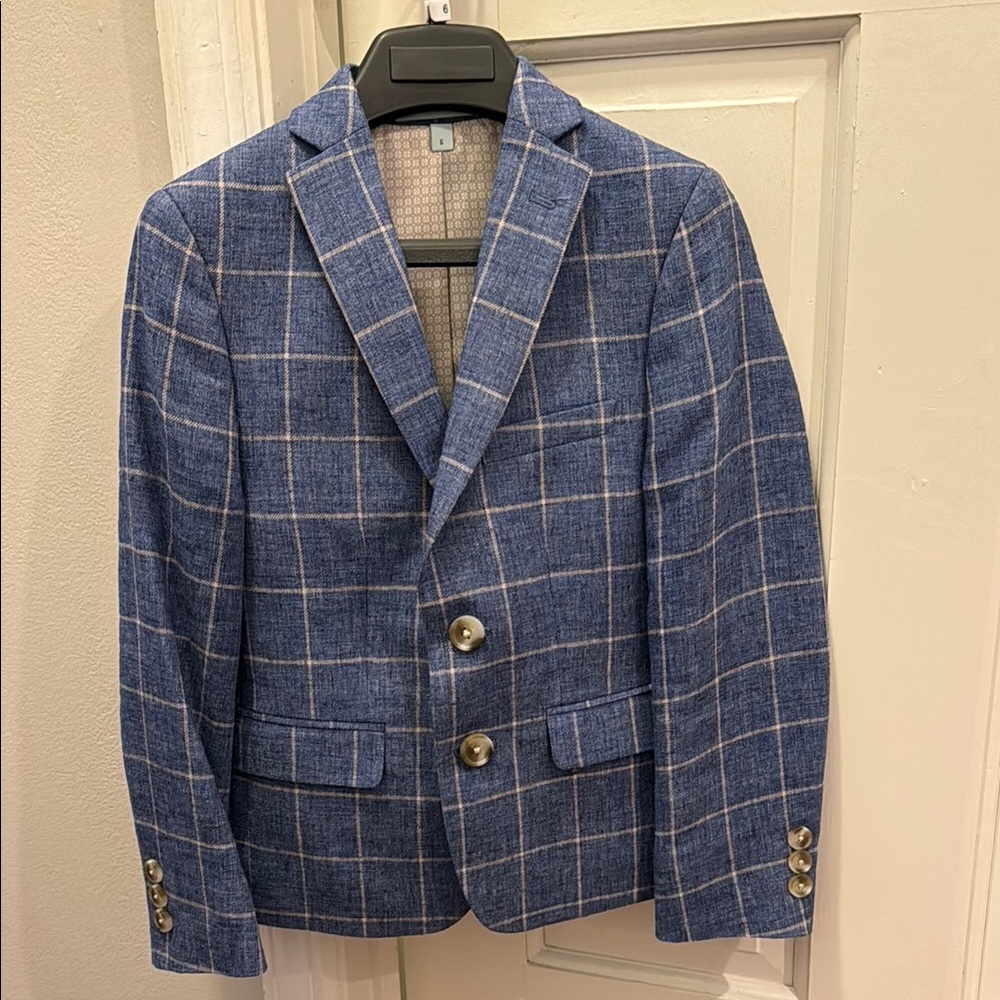 Class Club Light Blue Windowpane Check Blazer